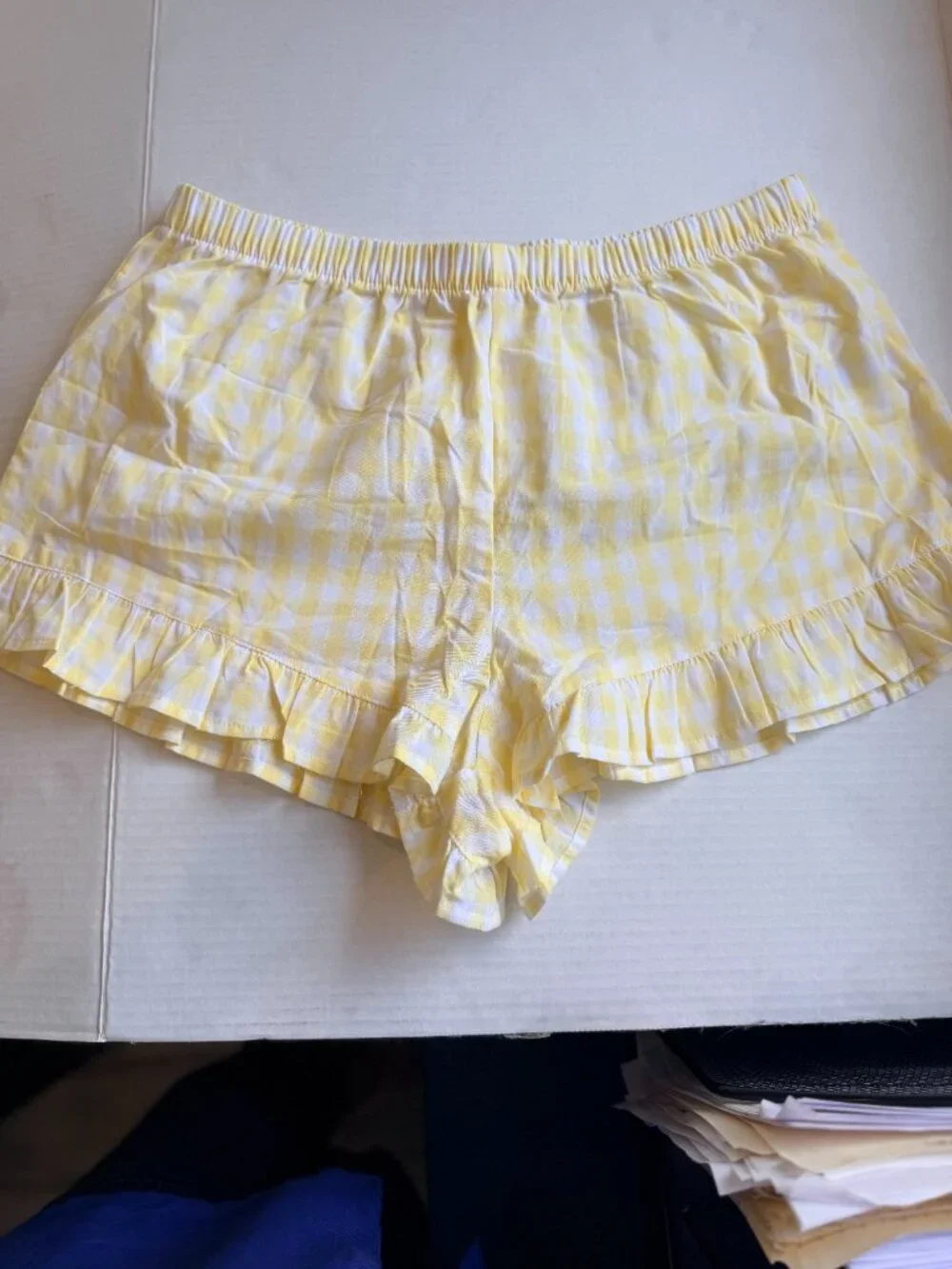 GapBody Yellow Gingham Ruffle Poplin Pajama Set - Size M